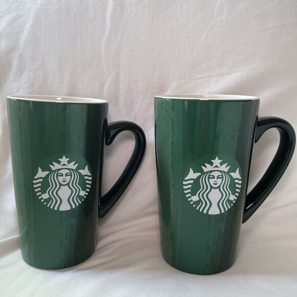 Starbucks 2021 16 fl oz Green Multicolor Ombré Coffee Mug - Set of 2 Tall NEW - Picture 9 of 9